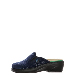 Pantofola in tessuto stampato elastico blu con planatre estraibile Fly Flot