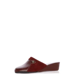 Pantofola scendiletto blu e bordeaux in pelle Cinzia Soft