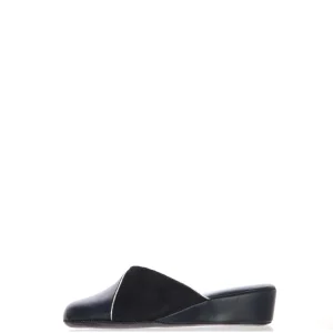 Pantofola scendiletto blu in pelle Cinzia Soft