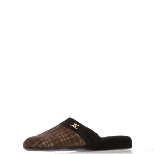 Pantofola scendiletto  in vera pelle testa di moro e verde Cinzia Soft