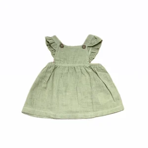 Salopette Gonna Dirkje Neonata in Lino con Bretelle Volant