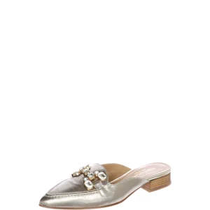 Sabot in pelle laminata oro con gioiello Soffice Sogno