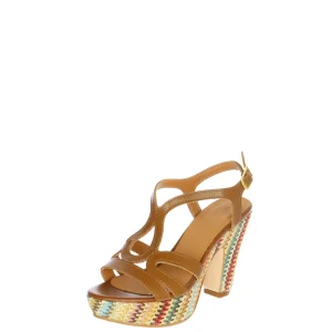 Sandalo cuoio tacco colorato Sandra Calzature