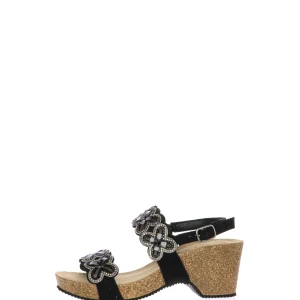 Sandalo due fasce con strass zeppa media numeri piccoli e grandi donnna Melluso