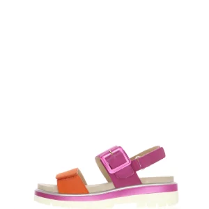 Sandalo due fasce in camoscio fuxia arancio Ara shoes