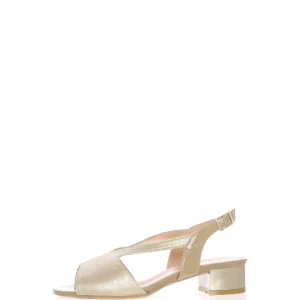 Sandalo elegante in camoscio beige con tacco basso Soffice Sogno