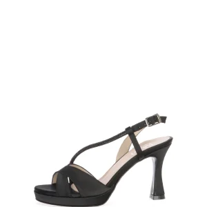 Sandalo elegante in raso nero con tubo luminoso a colore I am & accessories