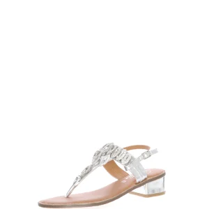 Sandalo infradito elegante argento tacco medio Gardini