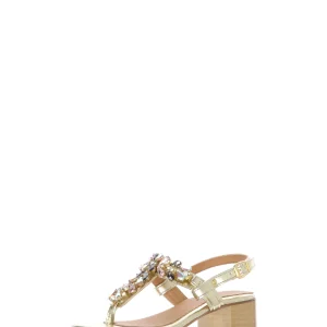 Sandalo infradito gioiello platino o argento con tacco Sandra Calzature