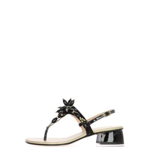 Sandalo infradito in vernice nera con accessorio Soffice Sogno