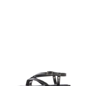 Sandalo infradito nero in vera pelle Sandra Calzature dal 33 al 46