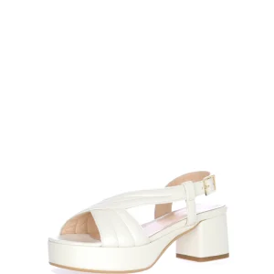 Sandalo in nappa beige con tacco largo Soffice Sogno