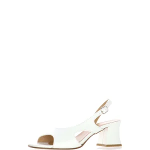 Sandalo in nappa bianco con tacco basso Soffice Sogno