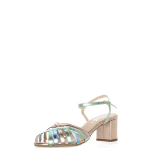 Sandalo in pelle colorata intrecciata Cinzia Soft