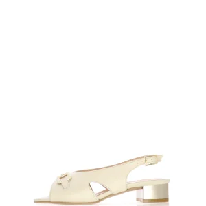 Sandalo in pelle con catena tacco basso Soffice Sogno