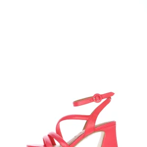 Sandalo in pelle corallo con tacco Tamaris