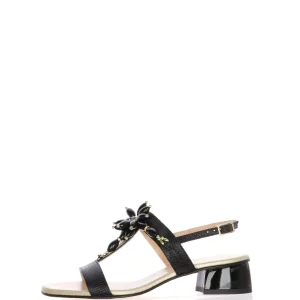 Sandalo in pelle rafia nero con accessorio  Soffice Sogno