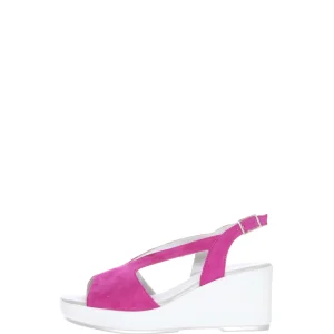 Sandalo in pelle scamosciata con zeppa Soffice Sogno