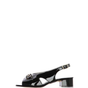 Sandalo in vernice nero con catena tacco basso Soffice Sogno