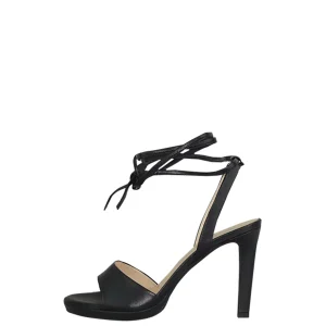 Sandalo nero in pelle con laccio a caviglia Tiqu