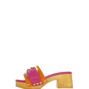 Sandalo fascia colorata con chiodini