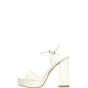 Sandalo sposa Elettra bianco seta con plateau