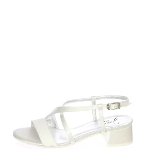 Sandalo sposa basso semplice bianco seta Joel 7105