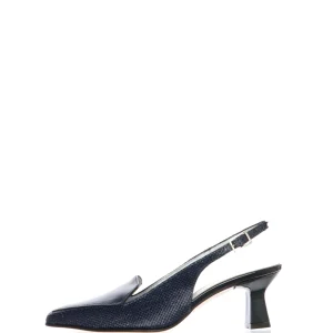 Slingback in pelle nero e blu Soffice Sogno