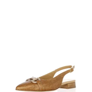 Slingback pelle intrecciata cuoio con catena Soffice Sogno