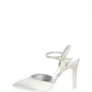 Slingback sposa Arisa in raso bianco seta e Swarovski