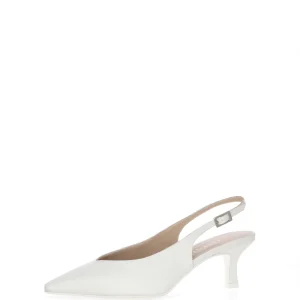 Slingback sposa in raso bianco seta