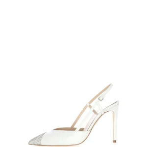 Slingback sposa in vera pella con punta gioiello Ninalilou