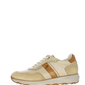 Sneakers in pelle cuoio e beige  allacciata con plantare estaribile Fluchos