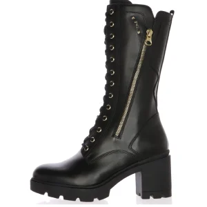 Stivale Donna in Pelle nero con cerniera e lacci Nero Giardini