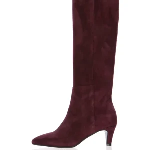 Stivale in camoscio nero e vinaccio con tacco basso Gianni Crasto