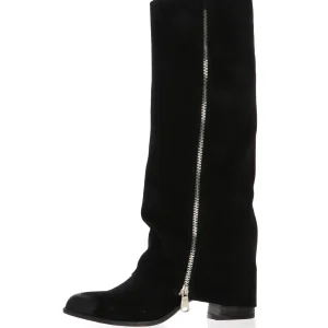 Stivale tendenza in camoscio nero e tortora Gianni Crasto