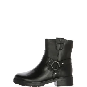 Stivaletto biker in pelle nera Tamaris
