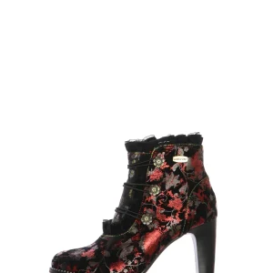 Stivaletto con motivo floreale nero con tacco Laura Vita