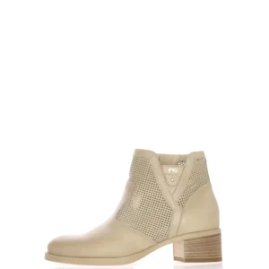 Stivaletto in pelle beige con tacco basso Nero Giardini