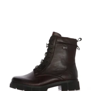 Stivaletto in pelle bordeaux con lacci e cerniera Remonte