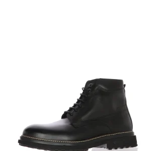 Stivaletto in pelle nero con lacci e cerniera plantare estraibile Fluchos