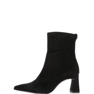 Stivaletto nero in tessuto elastico con tacco Tamaris