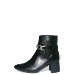 Stivaletto pelle vintage nero con accessorio caviglia Dorking by Fluchos