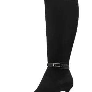 Stivale nero in tessuto stretch con tacco sottile Tamaris