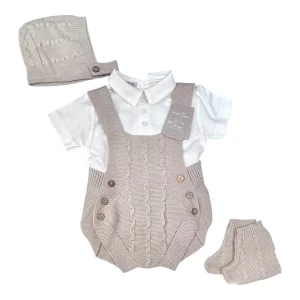 Nazareno Gabrielli Set In Filo Pagliaccetto-Camicia-Cuffietta-Scarpine