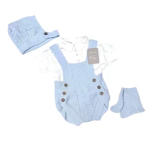 Nazareno Gabrielli Set In Filo Pagliaccetto-Camicia-Cuffietta-Scarpine