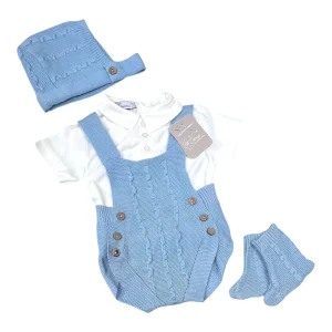 Nazareno Gabrielli Set In Filo Pagliaccetto-Camicia-Cuffietta-Scarpine