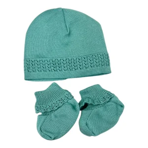 Klaiadì Completo Cappellino e Scarpine in Filo Nascita Da Neonata