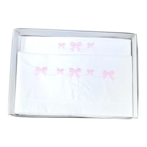 Pappa e Latte Coordinato Lenzuola Passeggino Ricamate 100% Puro Cotone Sopra Sotto Federa