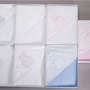 Accappatoio Triangolo Neonato Pappa & Latte Con Ricamo Orso in Pizzo